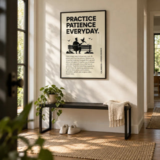 Motivational Quotes Posters, framed on the wall of a calm hallway