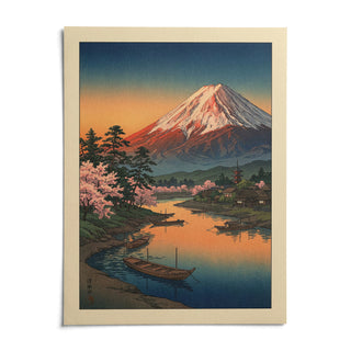 Mount Fuji Sunset Poster, shown as an unframed paper print on a plain white background