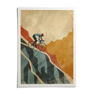 Mountain Biking Art Print, shown as an unframed paper print on a plain white background