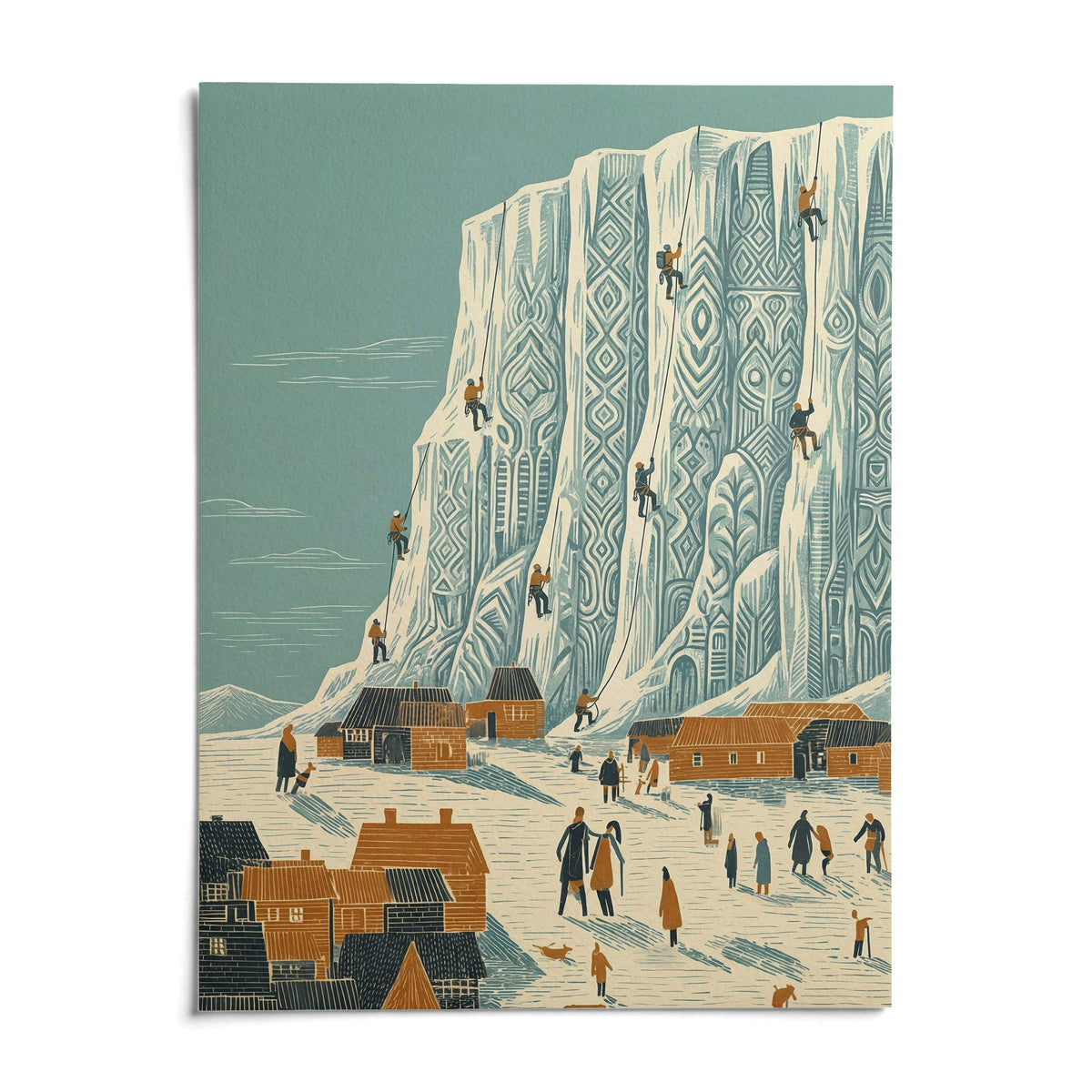 Mountain Climbing Art Print, shown as an unframed paper print on a plain white background