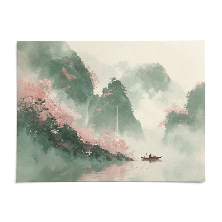 Mountain Landscape Art Print, shown as an unframed paper print on a plain white background