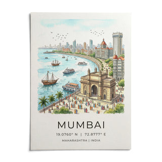 Mumbai Wall Art, shown as an unframed paper print on a plain white background