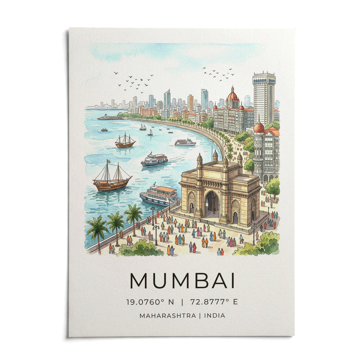 Mumbai Wall Art, shown as an unframed paper print on a plain white background