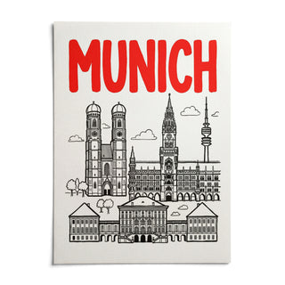 Munich City Poster, shown as an unframed paper print on a plain white background