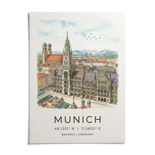 Munich City Wall Art, shown as an unframed paper print on a plain white background