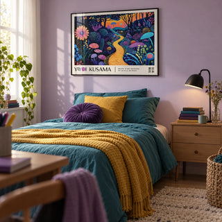 Mystical Prints, framed on the wall of a teen girl's bedroom (13-17) with a soft lilac wall