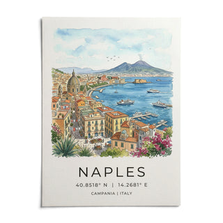 Naples City Art Print, shown as an unframed paper print on a plain white background