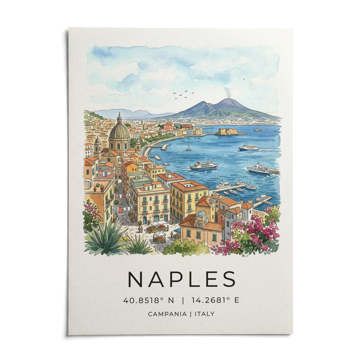 Naples City Art Print, shown as an unframed paper print on a plain white background