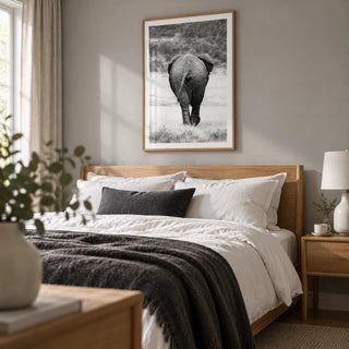 Nature Animal Wall Art, framed on the wall of a calm main bedroom in a modern UK home with a soft grey wall