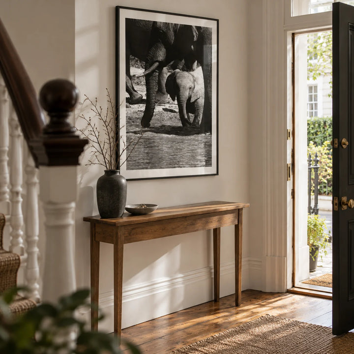 Nature Art Print, framed on the wall of a welcoming hallway in a Victorian terrace with a soft white wall
