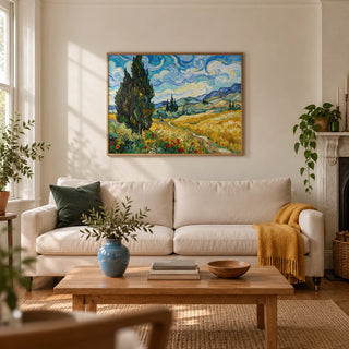 Nature Poster, framed on the wall of a warm living room in a UK Victorian terrace with soft ivory plaster walls and oak floorboards