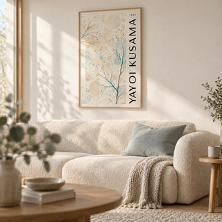 Nature Prints, framed on the wall of a quiet Scandi living room with a warm white wall and a pale oak floor