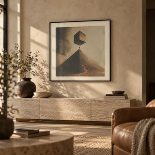 Neutral Color Wall Art, framed on the wall of a design-led living room with a warm limewashed wall