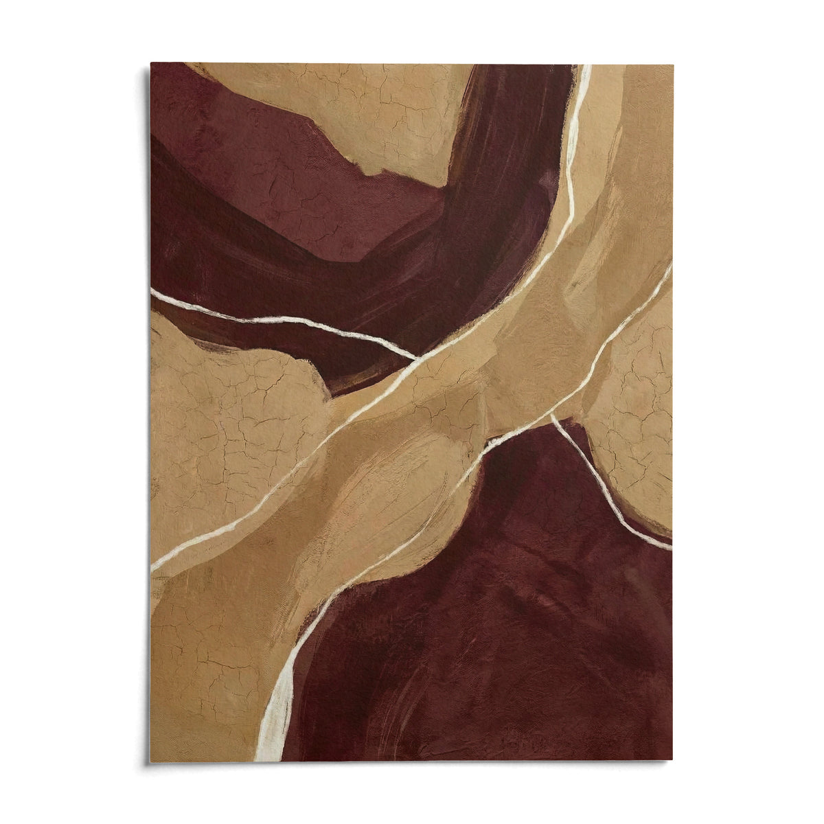 Neutral Organic Abstract Art, shown as an unframed paper print on a plain white background