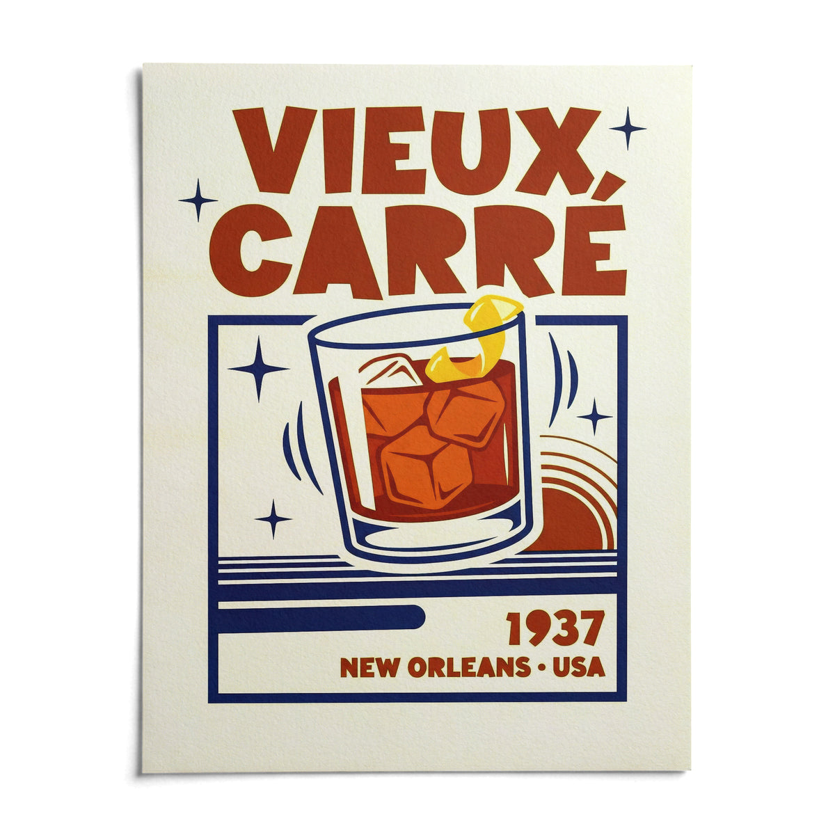 New Orleans Cocktail Print, shown as an unframed paper print on a plain white background