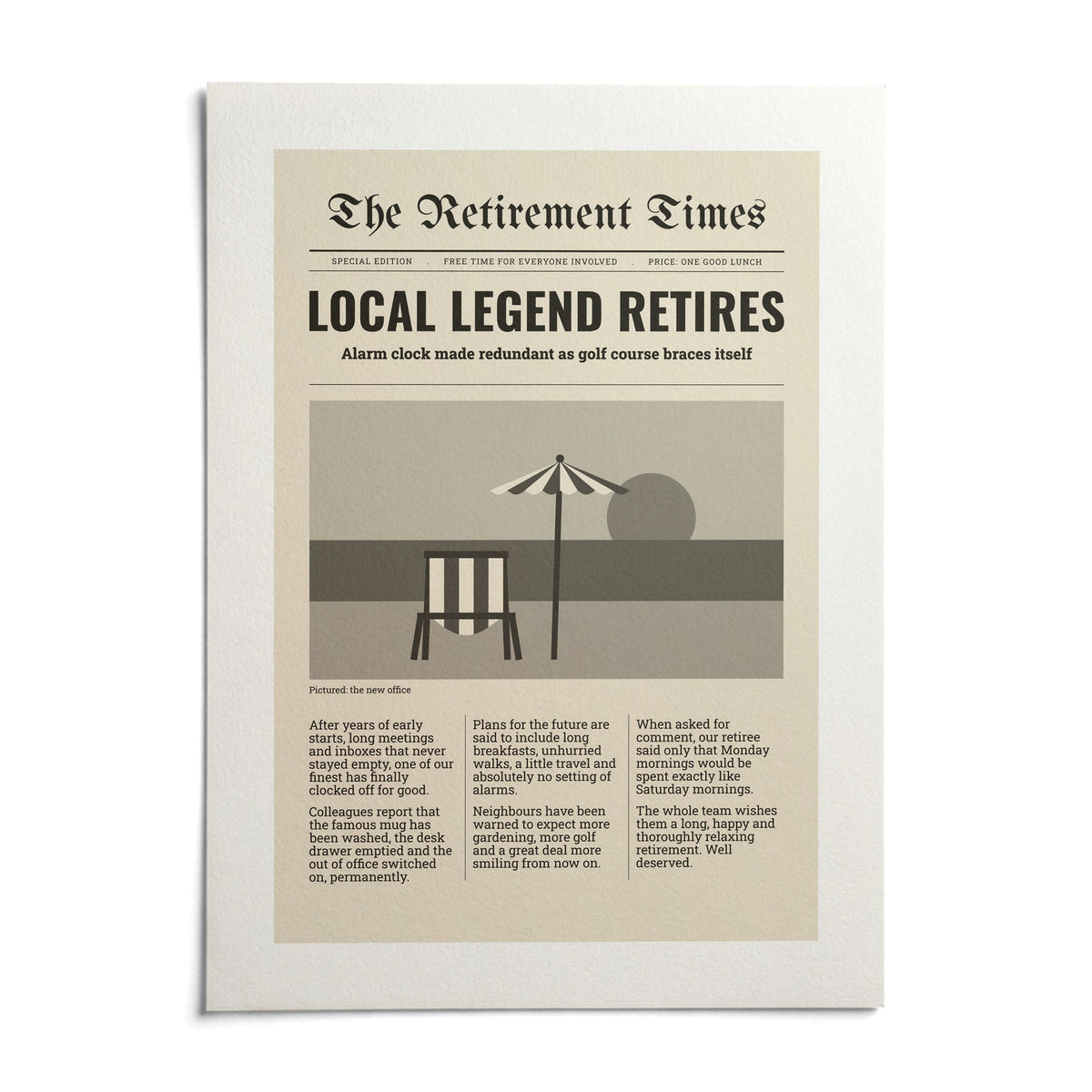 Newspaper Print, shown as an unframed paper print on a plain white background
