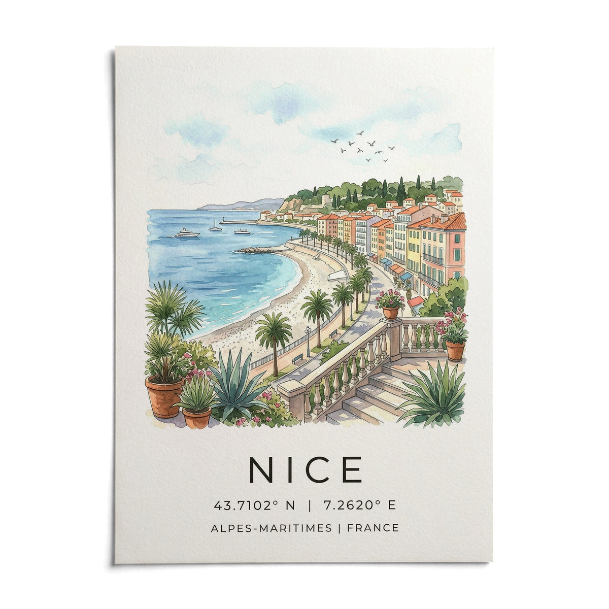 Nice Coastal Art Print, shown as an unframed paper print on a plain white background