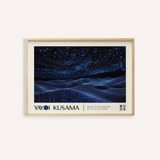 Night Sky wall art framed close-up with starry night and blue waves in an abstract style