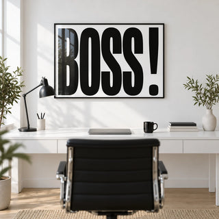 Office Wall Art, framed on the wall of a crisp modern home office with a white wall and a pale oak floor