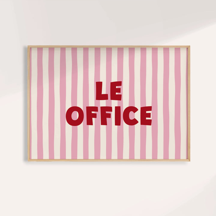Office Wall Decor: Le Office framed print on a warm off-white wall