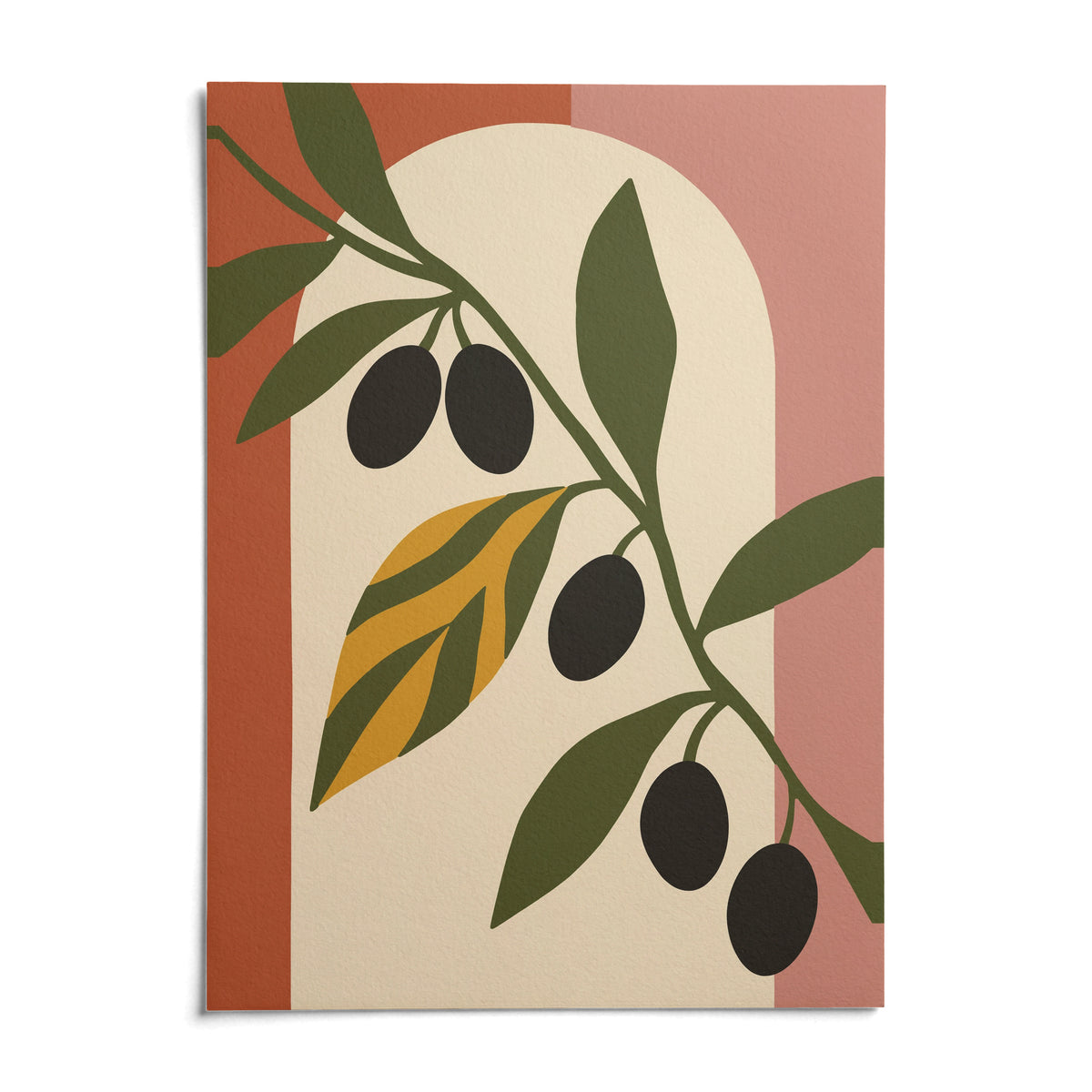 Olive Leaf Print, shown as an unframed paper print on a plain white background