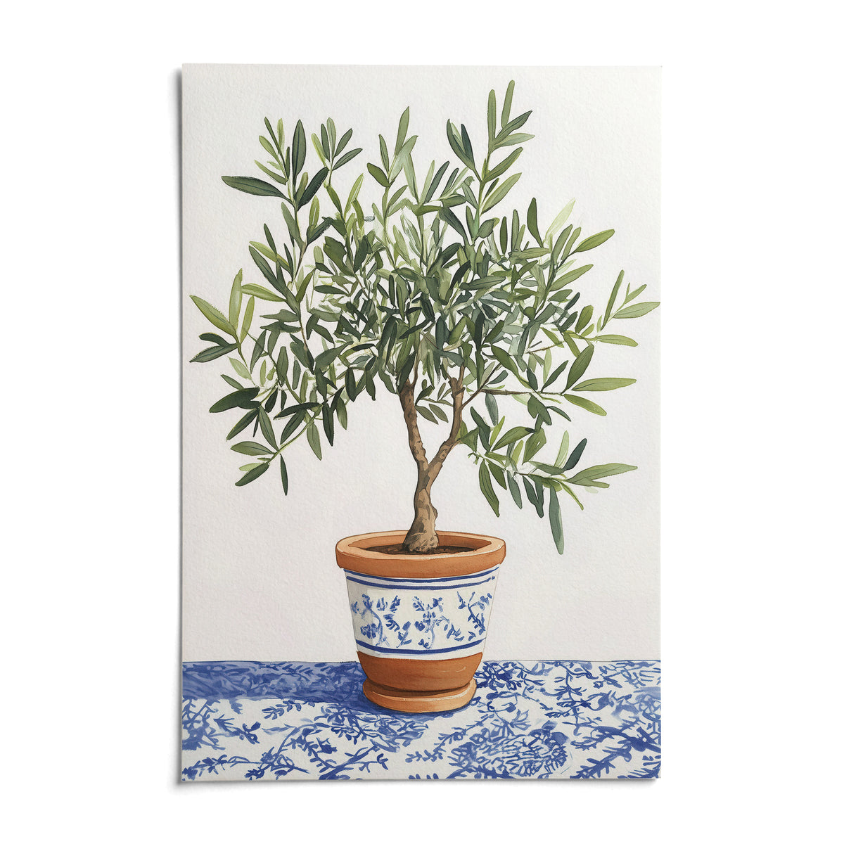 Olive Tree Art Print, shown as an unframed paper print on a plain white background