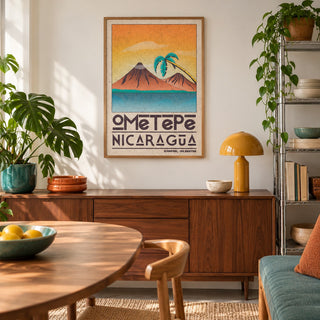 Ometepe Nicaragua Poster shown in a creative city apartment (frame not included)