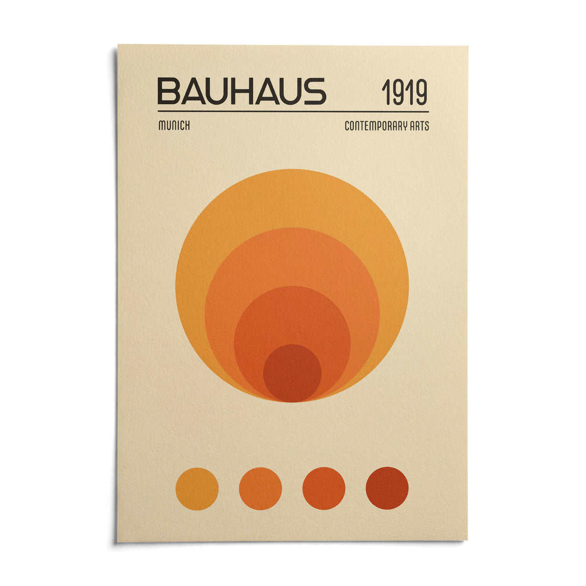 Orange Bauhaus Poster, shown as an unframed paper print on a plain white background