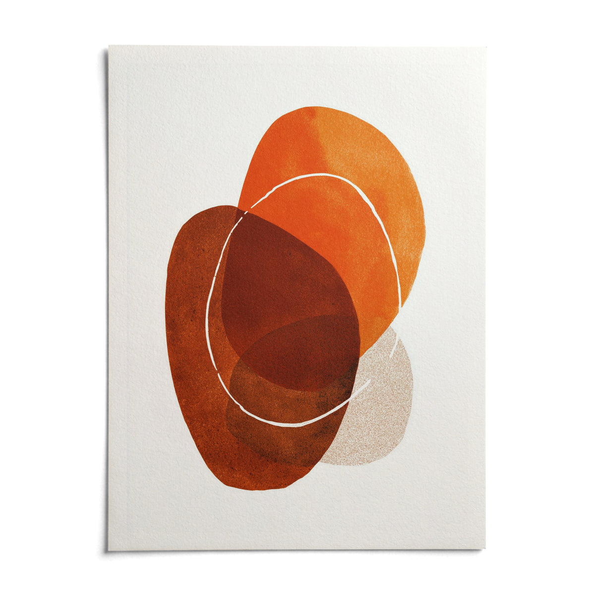 Orange Boho Art Print, shown as an unframed paper print on a plain white background