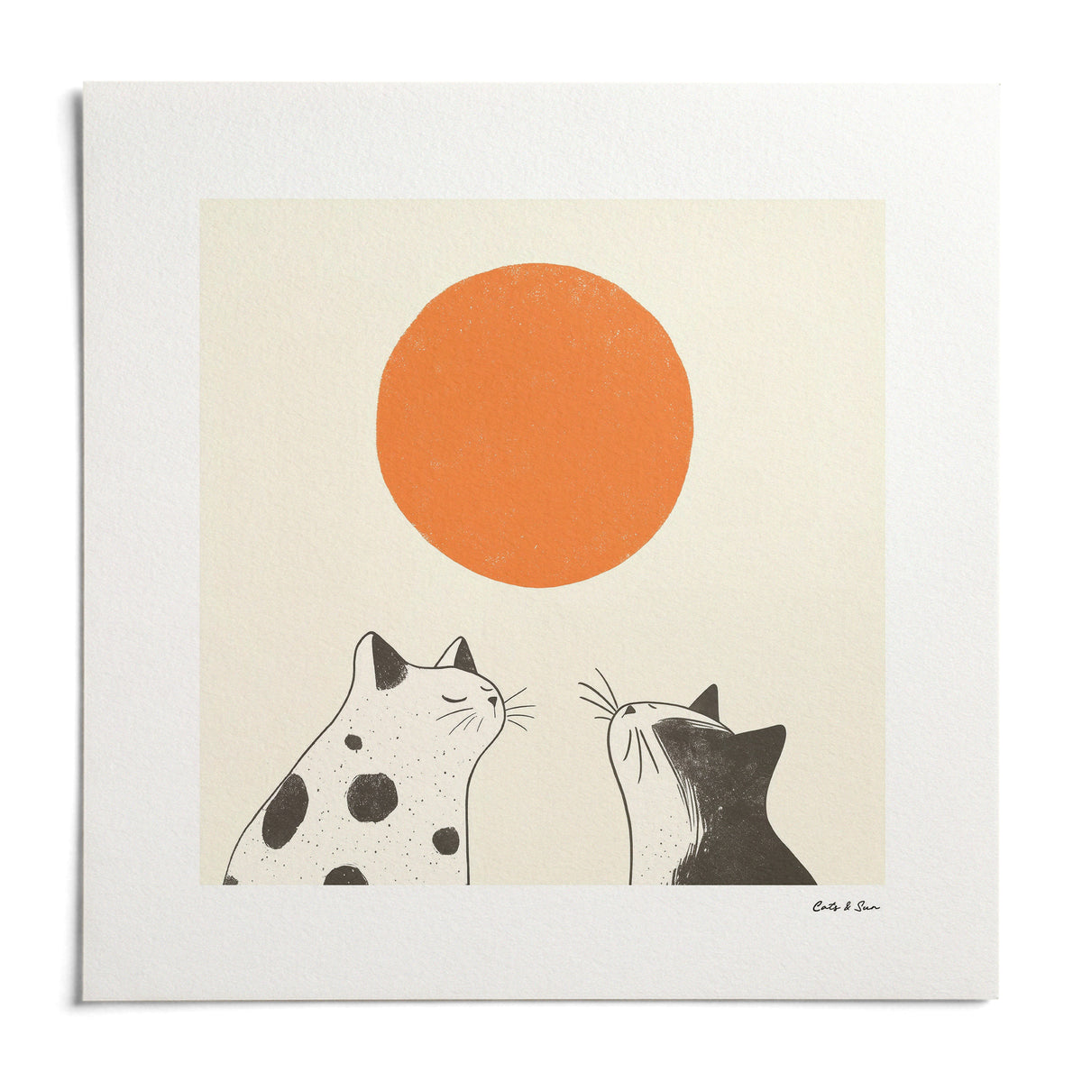 Orange Cat Art, shown as an unframed paper print on a plain white background