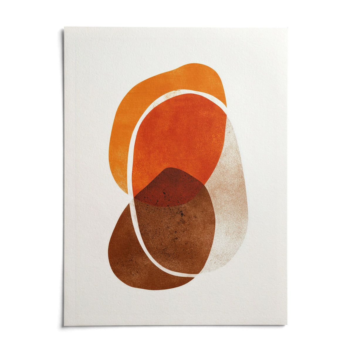 Orange Shapes Art Print, shown as an unframed paper print on a plain white background