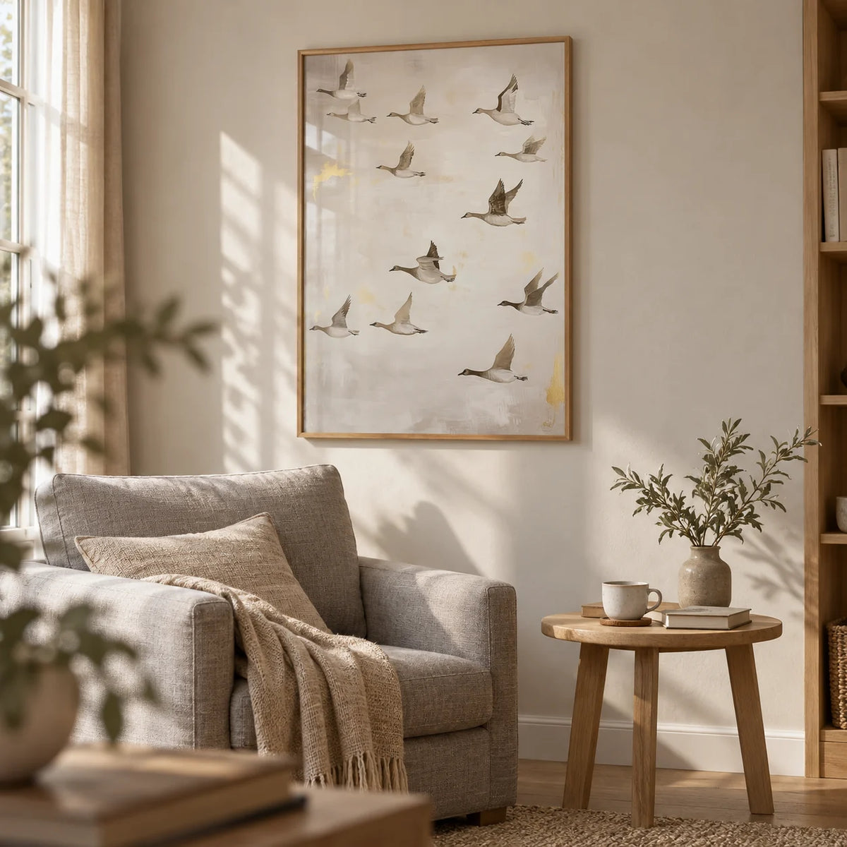 Oriental Artwork, framed on the wall of a calm reading corner in a living room