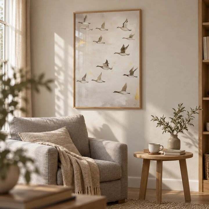 Oriental Artwork, framed on the wall of a calm reading corner in a living room