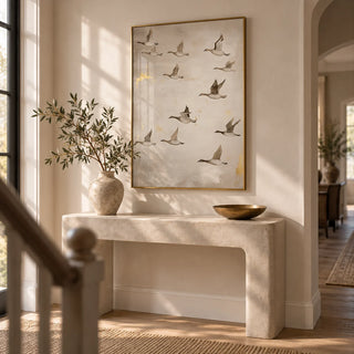 Oriental Artwork, framed on the wall of a quiet hallway