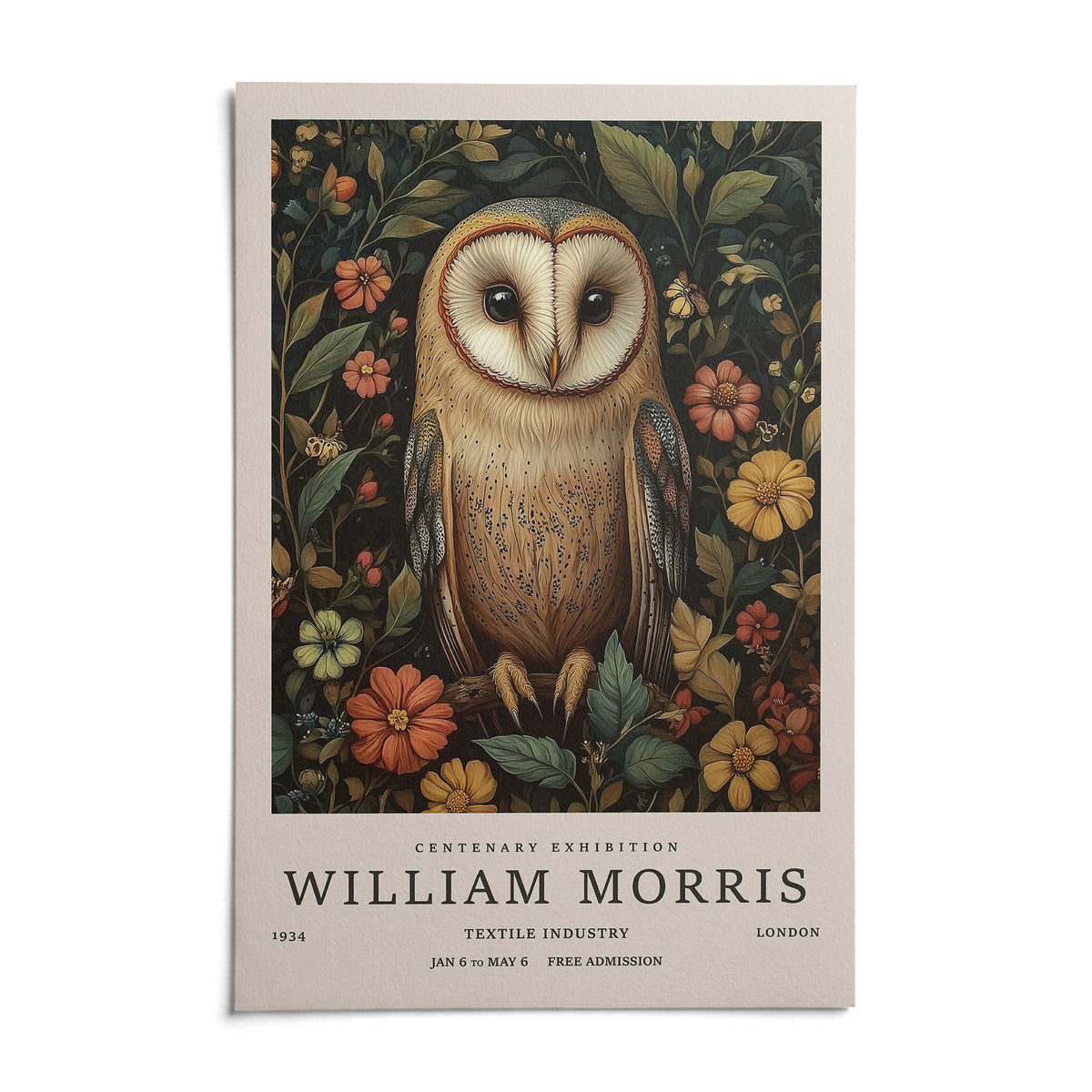 Owl Prints, shown as an unframed paper print on a plain white background