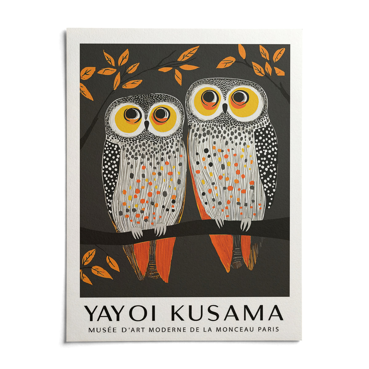 Owl Wall Art, shown as an unframed paper print on a plain white background