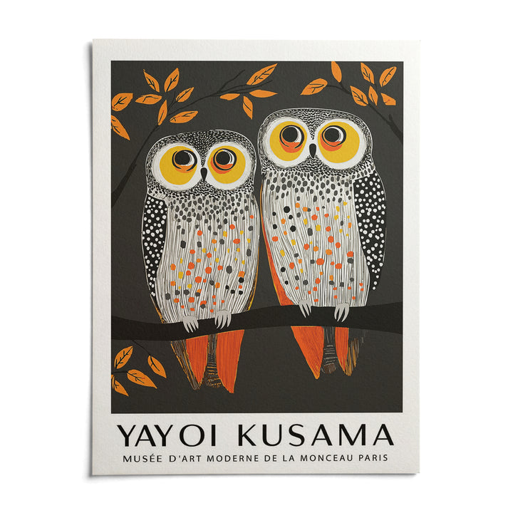 Owl Wall Art, shown as an unframed paper print on a plain white background