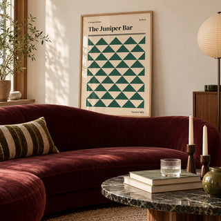 Oxford Print, framed on the wall of a calm living room with a warm white wall