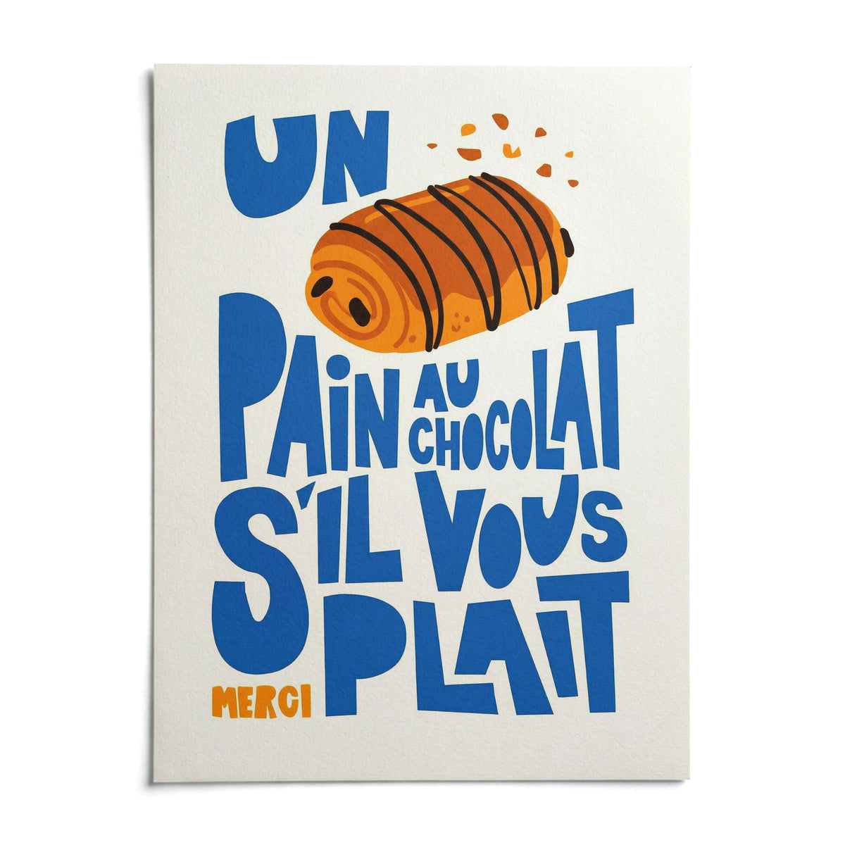 Pain Au Chocolat Print, shown as an unframed paper print on a plain white background