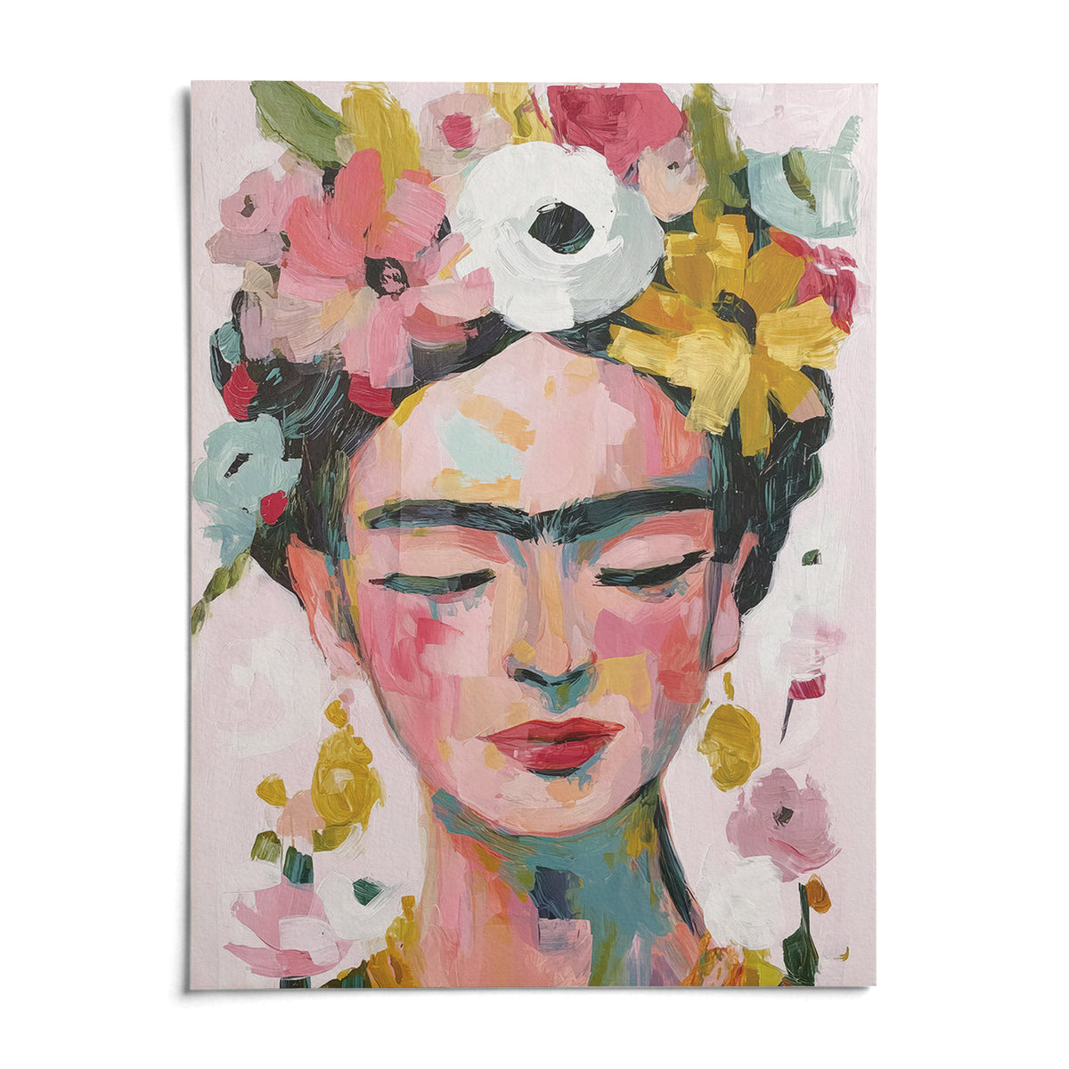 Paintings of Frida Kahlo, shown as an unframed paper print on a plain white background