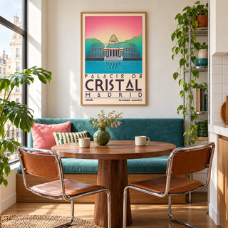 Palacio De Cristal Print shown in a breakfast nook (frame not included)