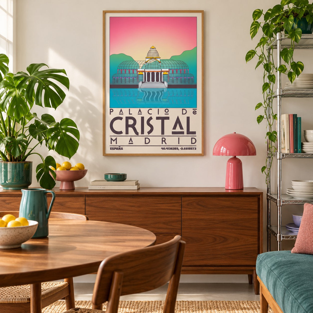 Palacio De Cristal Print shown in a creative city apartment (frame not included)