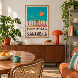 Palm Springs Art Print shown in a creative city apartment (frame not included)