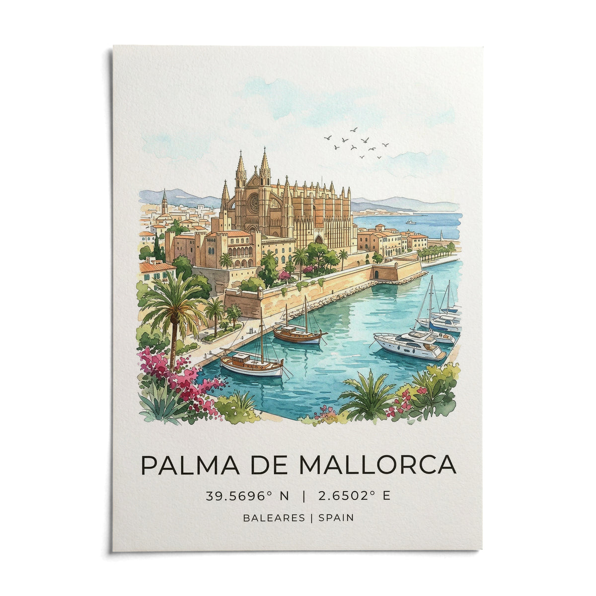 Palma De Mallorca Art Print, shown as an unframed paper print on a plain white background