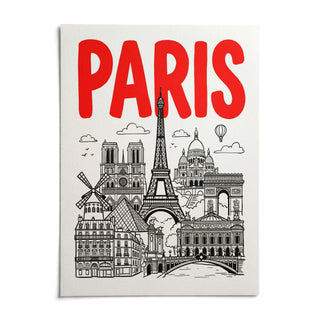 Paris City Art Print, shown as an unframed paper print on a plain white background