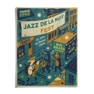 Paris Jazz Poster, shown as an unframed paper print on a plain white background