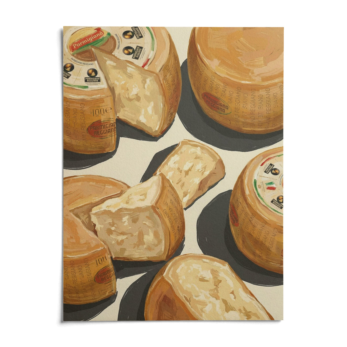 Parmegiano Reggiano Art, shown as an unframed paper print on a plain white background