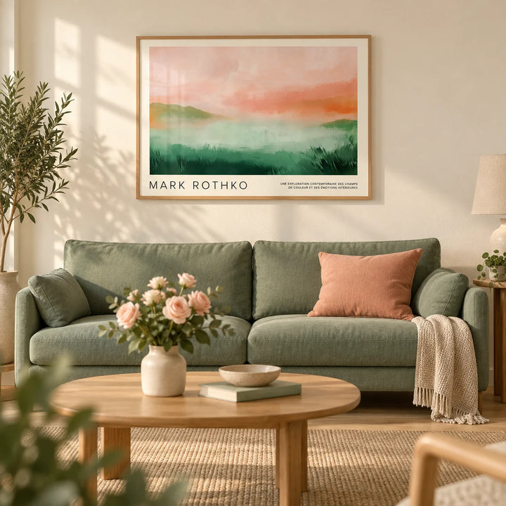 Pastel Colored Wall Art, framed on the wall of a calm living room with a warm cream wall and a light oak floor
