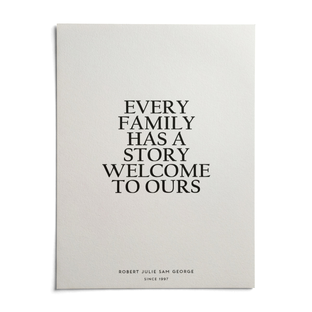 Personalized Family Poster, shown as an unframed paper print on a plain white background