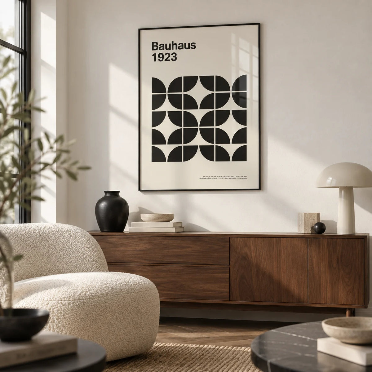 Pictures for Home Office, framed on the wall of a design-led city flat living room with a white wall